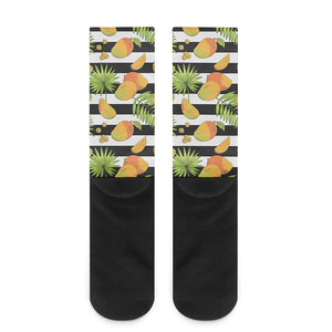 Mango Fruit Striped Pattern Print Crew Socks