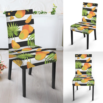 Mango Fruit Striped Pattern Print Dining Chair Slipcover
