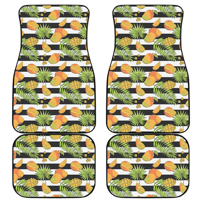 Mango Fruit Striped Pattern Print Front and Back Car Floor Mats