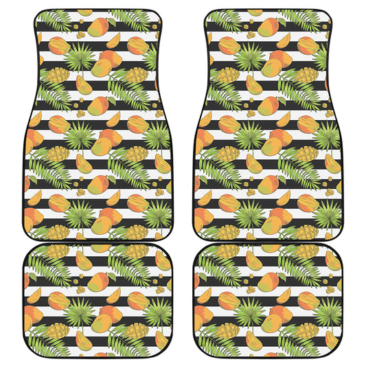 Mango Fruit Striped Pattern Print Front and Back Car Floor Mats