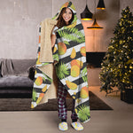 Mango Fruit Striped Pattern Print Hooded Blanket