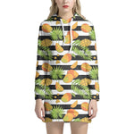 Mango Fruit Striped Pattern Print Hoodie Dress
