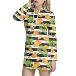 Mango Fruit Striped Pattern Print Hoodie Dress
