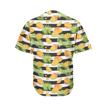 Mango Fruit Striped Pattern Print Men's Baseball Jersey