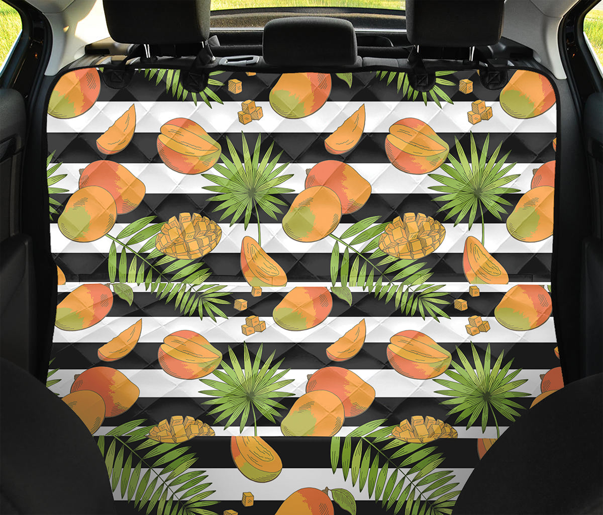 Mango Fruit Striped Pattern Print Pet Car Back Seat Cover