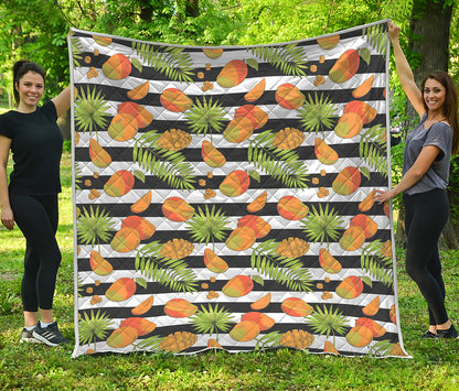 Mango Fruit Striped Pattern Print Quilt