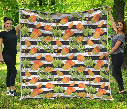 Mango Fruit Striped Pattern Print Quilt