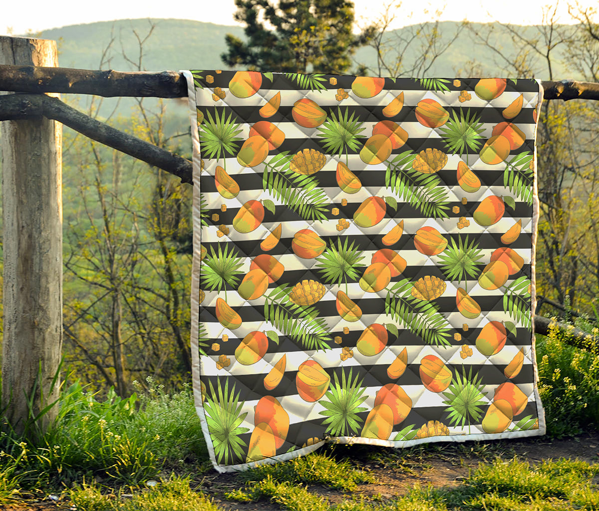 Mango Fruit Striped Pattern Print Quilt