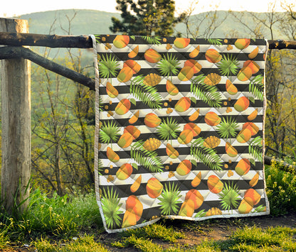 Mango Fruit Striped Pattern Print Quilt
