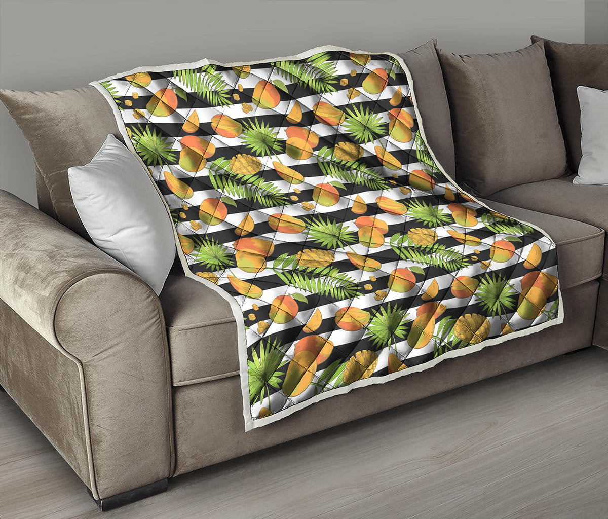 Mango Fruit Striped Pattern Print Quilt
