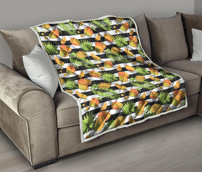 Mango Fruit Striped Pattern Print Quilt