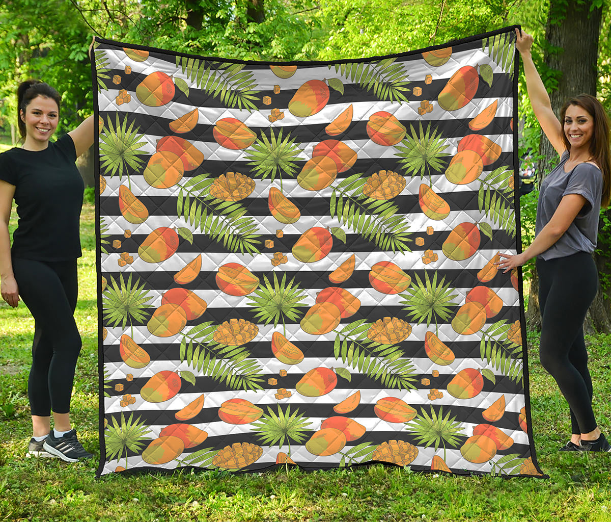 Mango Fruit Striped Pattern Print Quilt