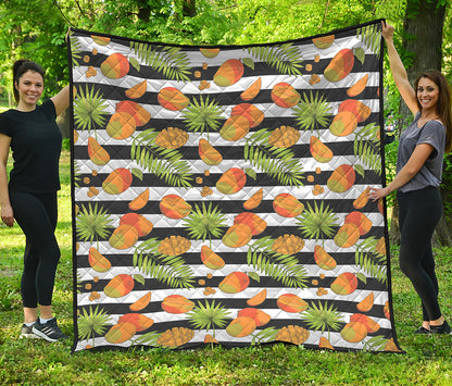 Mango Fruit Striped Pattern Print Quilt