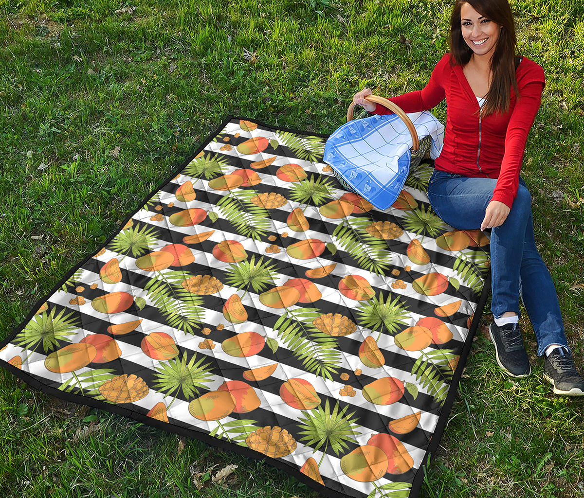 Mango Fruit Striped Pattern Print Quilt