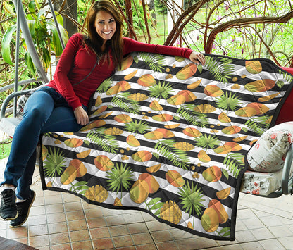 Mango Fruit Striped Pattern Print Quilt