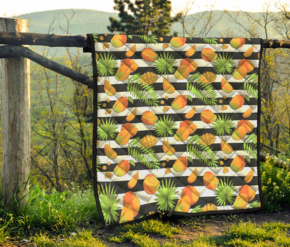 Mango Fruit Striped Pattern Print Quilt