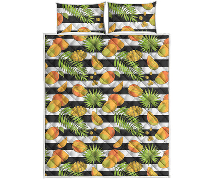 Mango Fruit Striped Pattern Print Quilt Bed Set