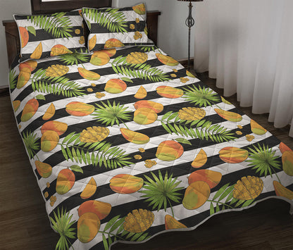 Mango Fruit Striped Pattern Print Quilt Bed Set
