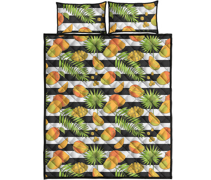 Mango Fruit Striped Pattern Print Quilt Bed Set