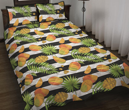 Mango Fruit Striped Pattern Print Quilt Bed Set