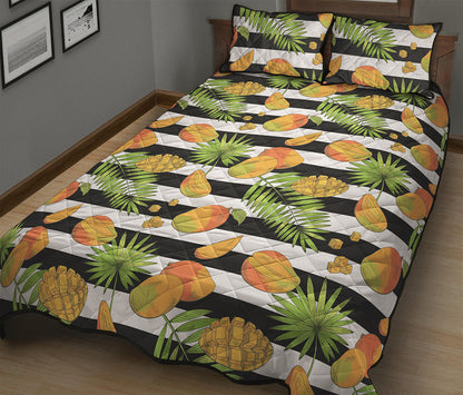 Mango Fruit Striped Pattern Print Quilt Bed Set