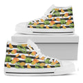 Mango Fruit Striped Pattern Print White High Top Sneakers