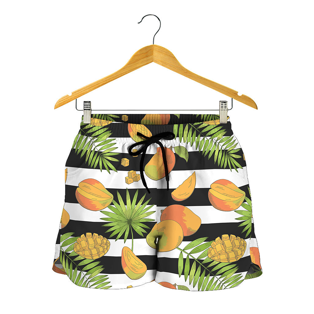 Mango Fruit Striped Pattern Print Women's Shorts