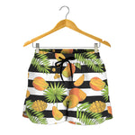 Mango Fruit Striped Pattern Print Women's Shorts