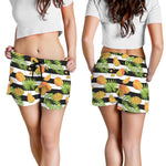 Mango Fruit Striped Pattern Print Women's Shorts