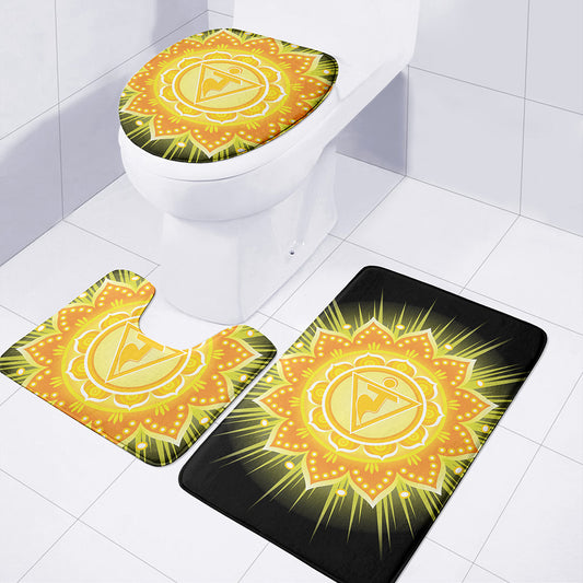 Manipura Chakra Mandala Print 3 Piece Bath Mat Set