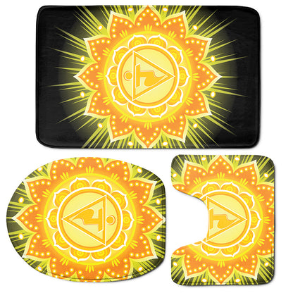 Manipura Chakra Mandala Print 3 Piece Bath Mat Set