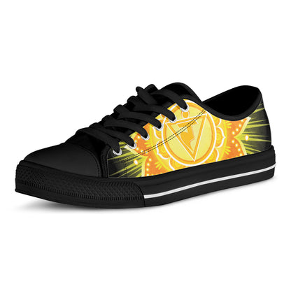 Manipura Chakra Mandala Print Black Low Top Shoes 