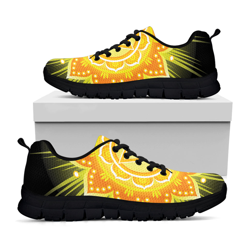 Manipura Chakra Mandala Print Black Sneakers