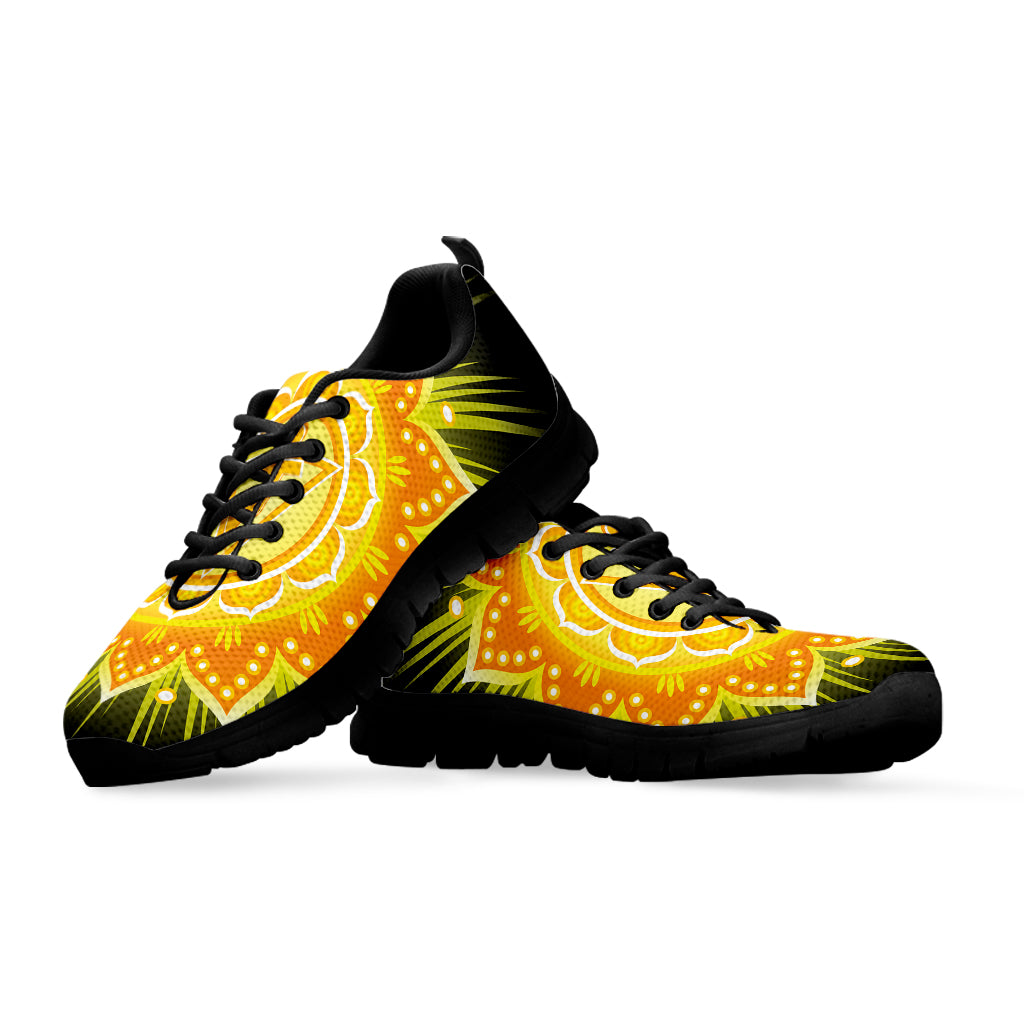 Manipura Chakra Mandala Print Black Sneakers