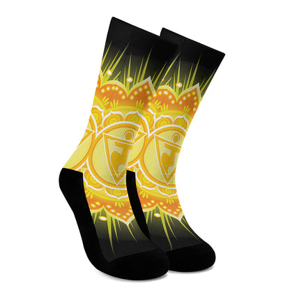 Manipura Chakra Mandala Print Crew Socks