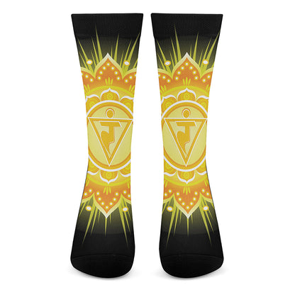 Manipura Chakra Mandala Print Crew Socks