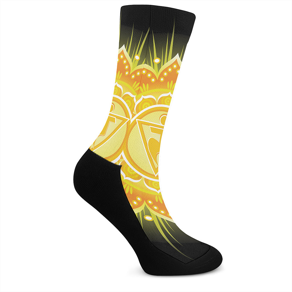 Manipura Chakra Mandala Print Crew Socks