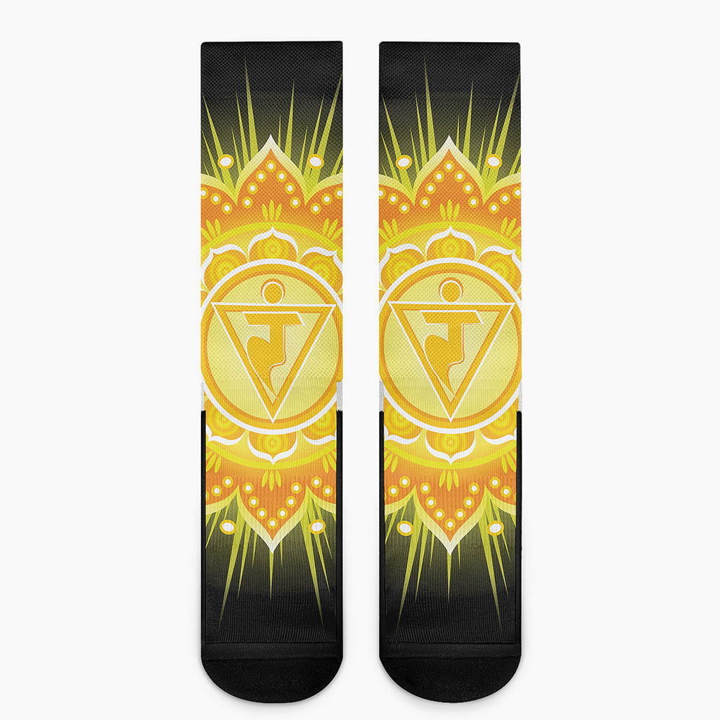 Manipura Chakra Mandala Print Crew Socks