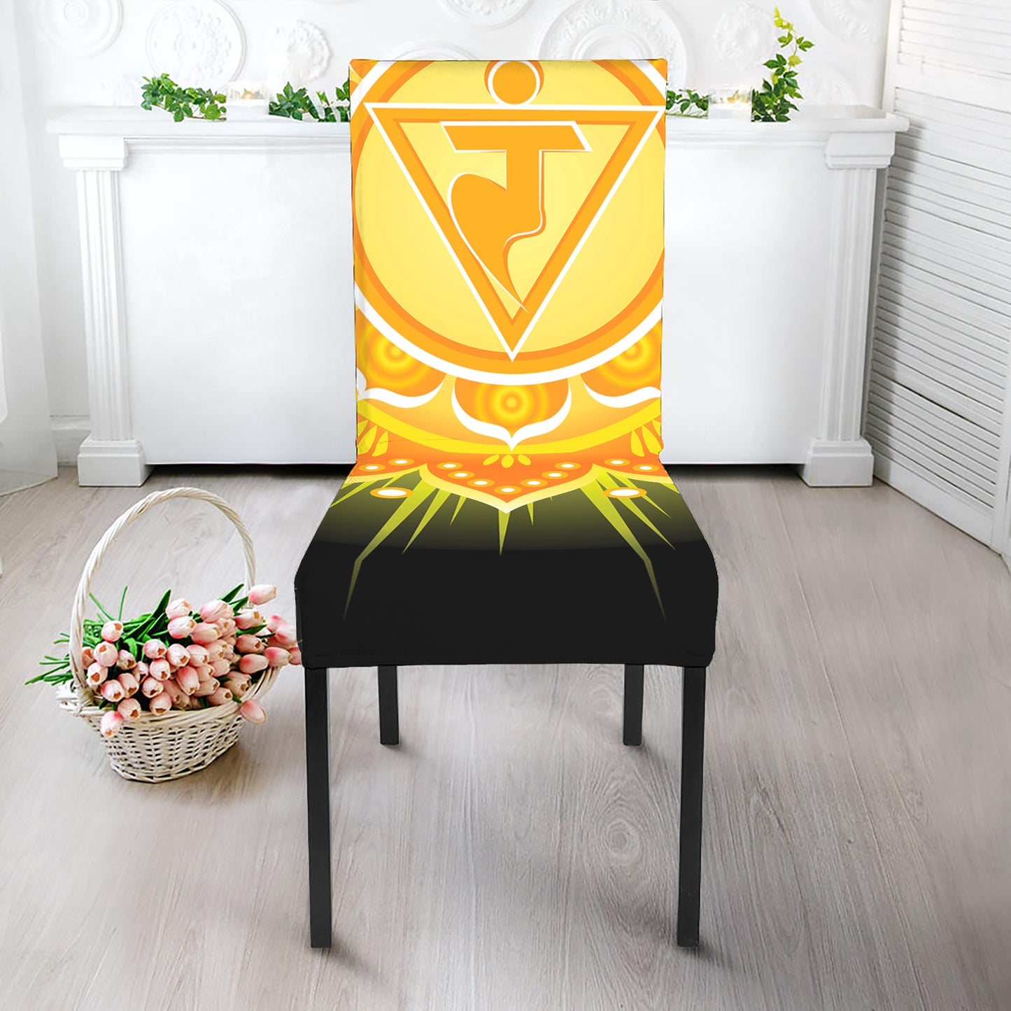 Manipura Chakra Mandala Print Dining Chair Slipcover