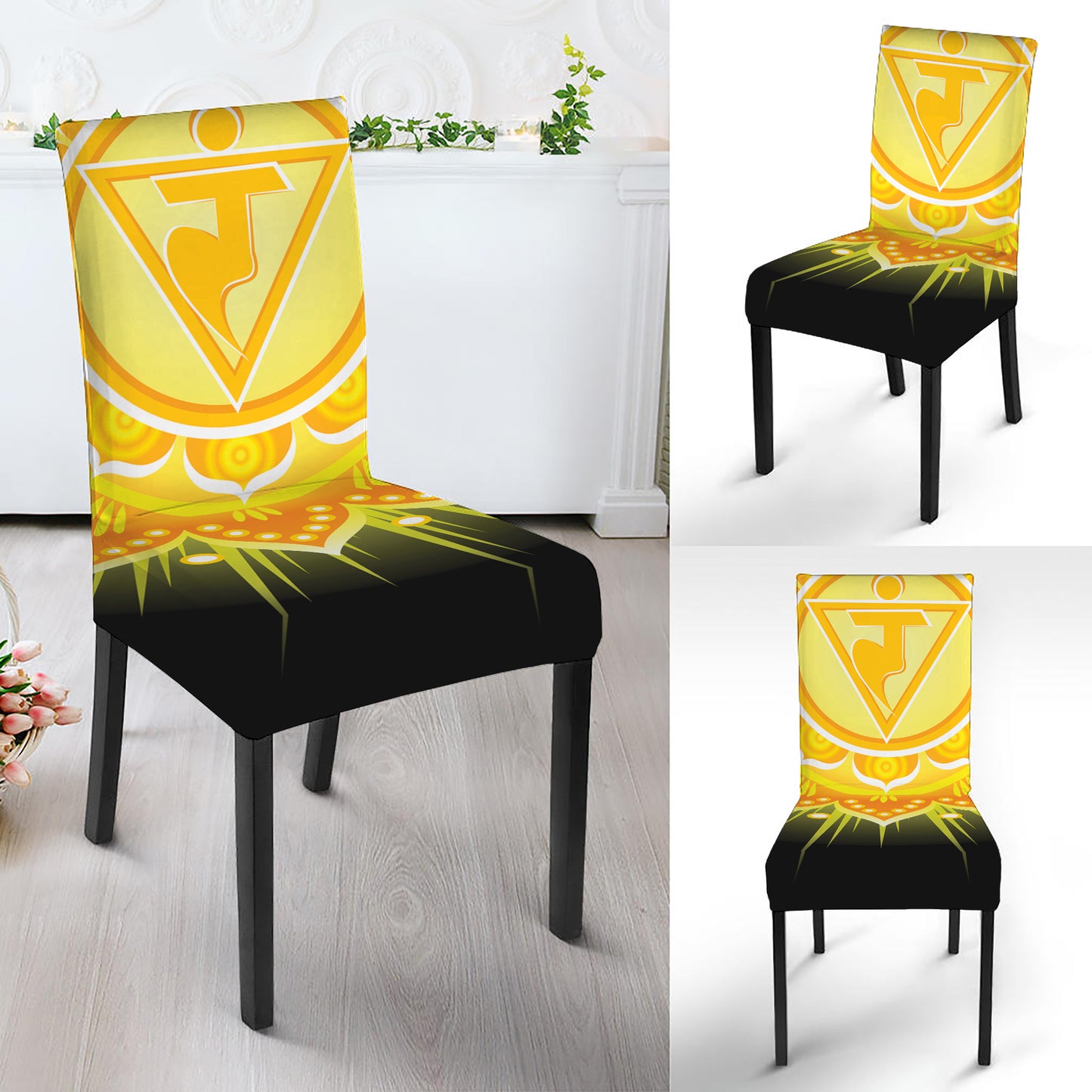 Manipura Chakra Mandala Print Dining Chair Slipcover