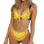 Manipura Chakra Mandala Print Front Bow Tie Bikini