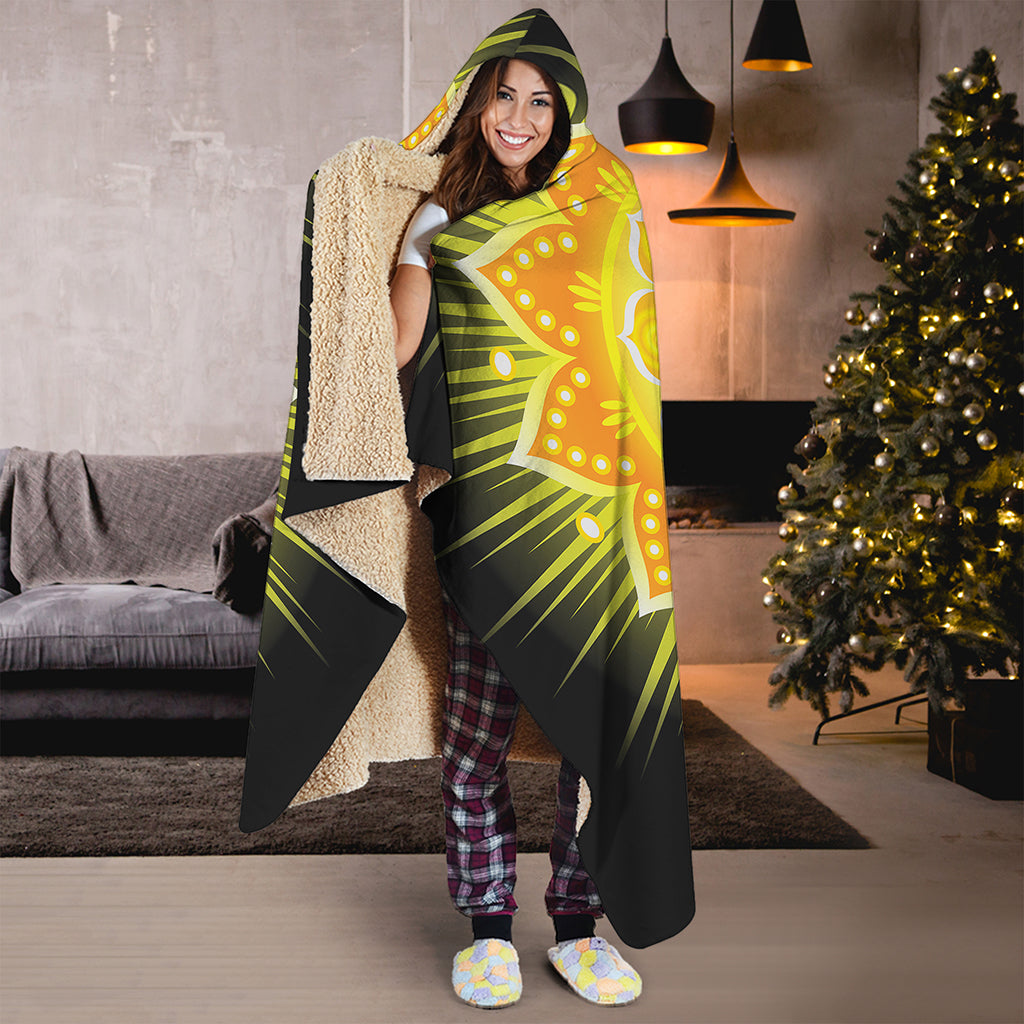 Manipura Chakra Mandala Print Hooded Blanket