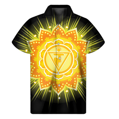 Manipura Chakra Mandala Print Men's Short Sleeve Shirt