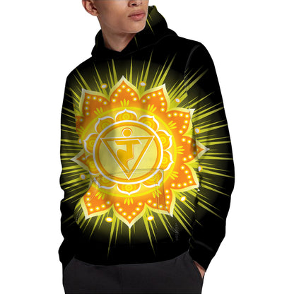 Manipura Chakra Mandala Print Pullover Hoodie