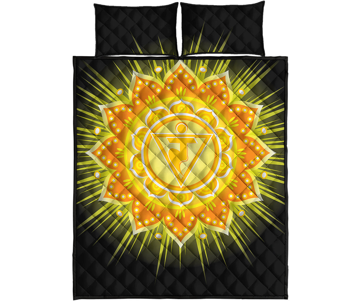 Manipura Chakra Mandala Print Quilt Bed Set