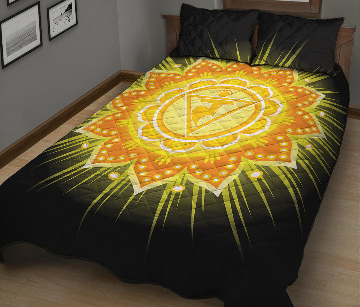 Manipura Chakra Mandala Print Quilt Bed Set