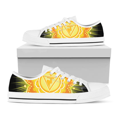 Manipura Chakra Mandala Print White Low Top Shoes