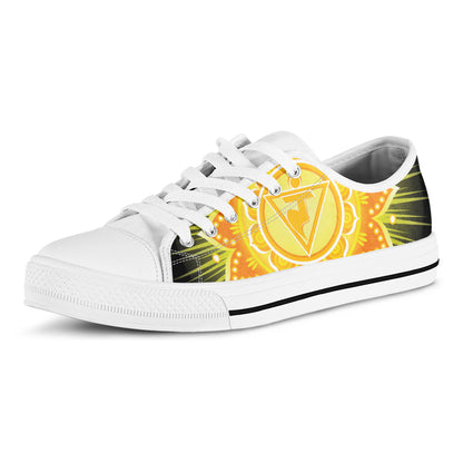 Manipura Chakra Mandala Print White Low Top Shoes