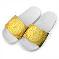 Manipura Chakra Mandala Print White Slide Sandals