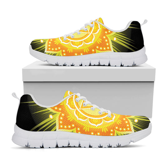 Manipura Chakra Mandala Print White Sneakers